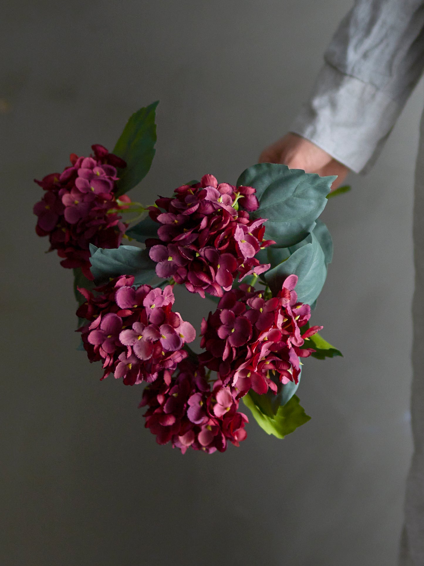 Hydrangea Stilk, Rød, Kunstige Blomster